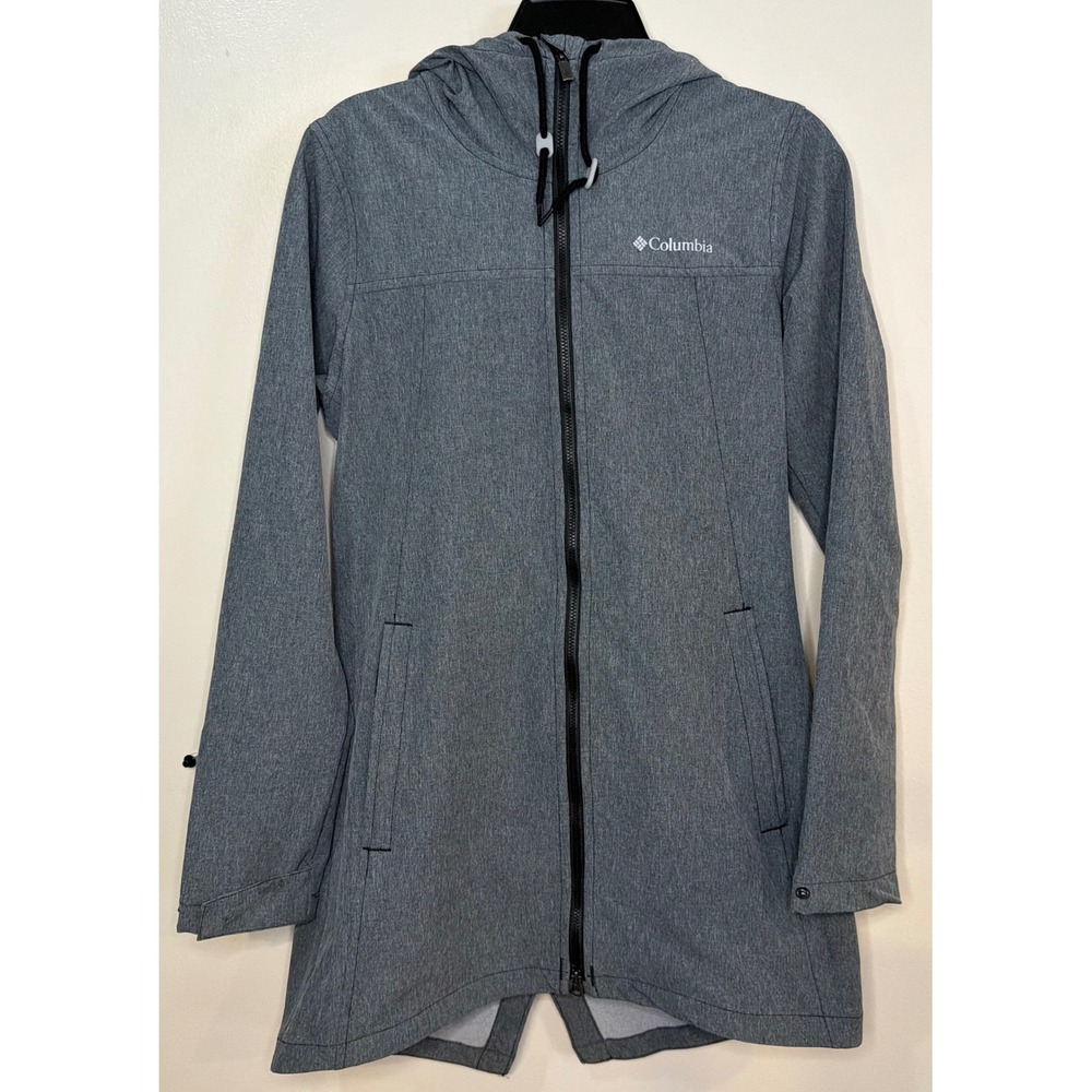 Columbia Women's Heathered Grey Hooded Softshell‎ Jacket Mid-Length Size XS